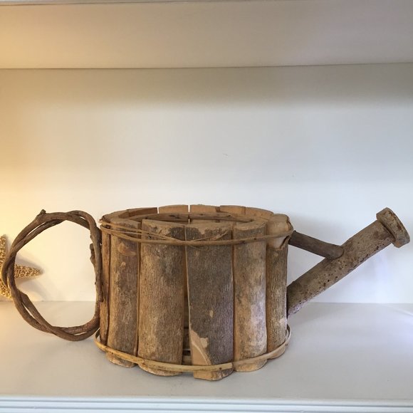 Other - Planter Wood Natural Watering Can Shape